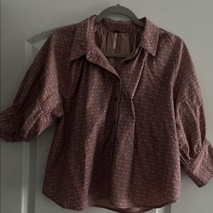 Free People Floral Mauve Blouse